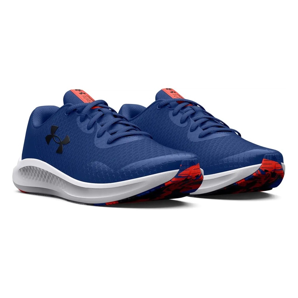 New Under Armour Big Boys Charged Pursuit sneakers - blue orange - 5Y